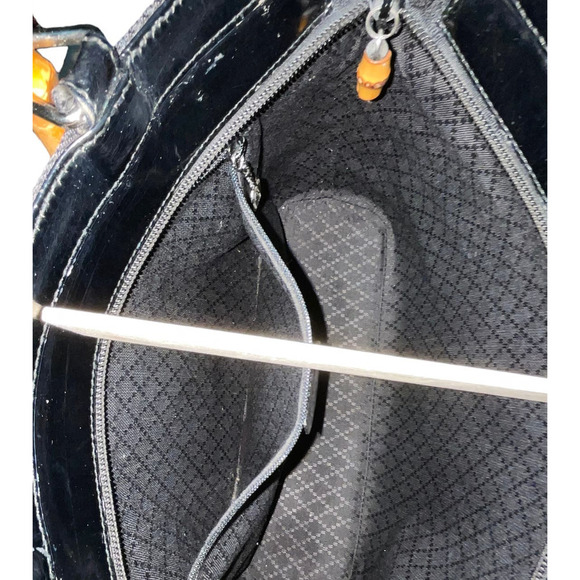 Gucci Black Quilted Bamboo Shoulder Bag 2way Bag with Strap Canvas P.Leather - Picture 9 of 15